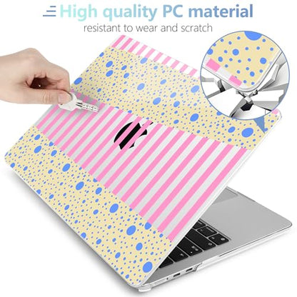 MEEgoodo Case for M5/M4/M3/M2 MacBook Air 13 inch Case 2026 2025 2024 2022, Fit Model A3449/A3240/A3113/A2681, Laptop Hard Shell Compatible with MacBook Air 13.6-inch, Pink Stripes & Blue Dots - color: Pink Stripes & Blue Dots
