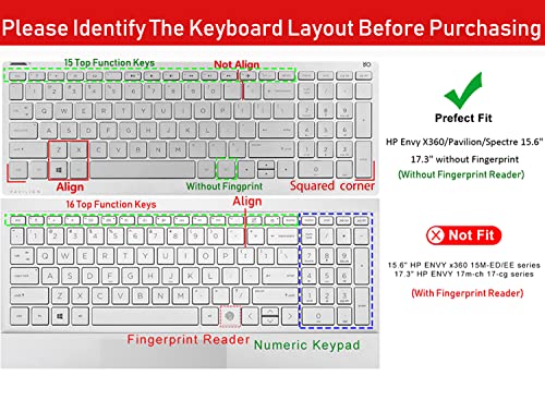 Keyboard Cover for HP Laptop 15-db 15-dw 15-dy 15-da 15-ef 15-bs/bw 15-ef 15t 15z 15.6" 15-db0011dx 15-dy1043dx/dy1051wm 15-dw0037wm/dw1083wm 15-ef1001ds, HP 17-by/bs/ca 17.3 Keyboard Cover, Purple - color: Ombre Purple