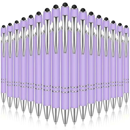 Zonon 38 Pieces Rubberized Ballpoint Pen with Stylus Tip Stylish Metal Pen Capacitive Styli with Soft Rubberized Grip, Black Ink for Most Devices(Purple) - color: Purple