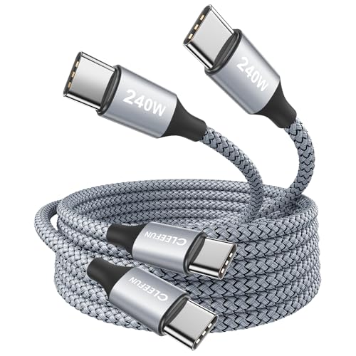 CLEEFUN USB C to USB C Cable 240W, (6.6ft, 2-Pack) Type C Charger Cord, 240 Watt Super Fast Charging for iPhone 17 16 15 Pro Max Plus Air, for MacBook/iPad with USBC, Samsung Galaxy S25 - size: 6.6ft