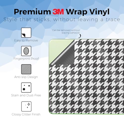 Glossy Glitter Laptop Skin Compatible with Apple MacBook Neo - Houndstooth - Premium 3M Vinyl Protective Wrap Decal Cover - Easy to Apply | Crafted in the USA by MightySkins - color: Houndstooth, size: MacBook Neo Full Cover Skin, style: Glossy Glitter Fi