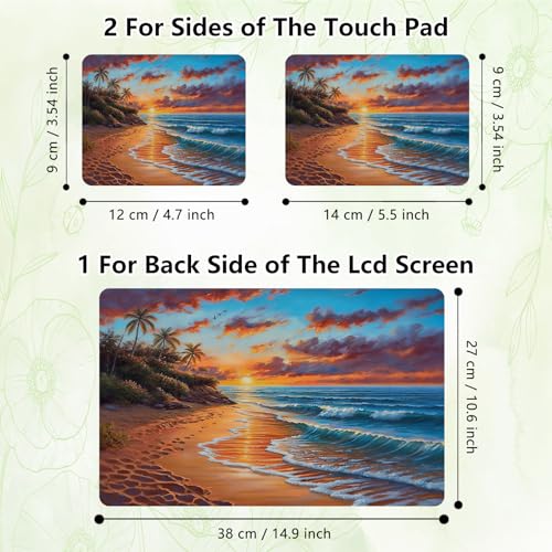 Laptop Skin Sticker Decal, Universal Reusable Vinyl Laptop Cover for 12" 13" 13.3" 14" 15" 15.4" 15.6" Notebook PC, Waterproof Scratch-Resistant with 2 Wrist Pads, Easy to Apply & Remove,Beach - color: Beach