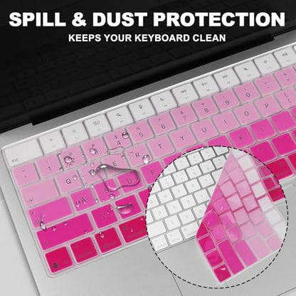 Allinside Keyboard Cover for 2026 MacBook Neo 13-inch A3404 (A18 Pro) & MacBook Air 13"/15" and MacBook Pro 14"/16" (M5 Chip), Premium Silicone Keyboard Protector Skin, US ANSI Layout, Ombre Hot Pink - color: Ombre Hot Pink