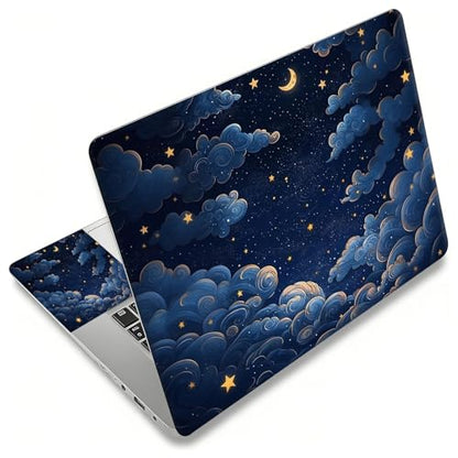 Laptop Skin Sticker Decal, Universal Reusable Vinyl Laptop Cover for 12" 13" 13.3" 14" 15" 15.4" 15.6" Notebook PC, Reusable Waterproof Scratch-Resistant with 2 Wrist Pads,Art Galaxy Moon - color: Art Galaxy Moon