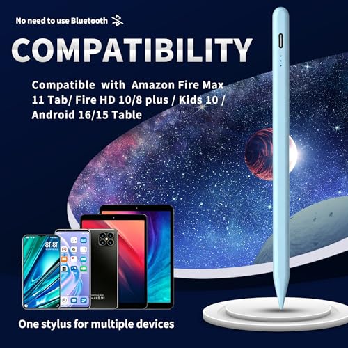Stylus Pen Android for AMZ Tablet HD 10/Max 11 Compatible with Samsung/Lenovo,Accurate， Push-Button Switch On/Off,Long Battery Life+2Tips(NW Blue) - color: NW Blue