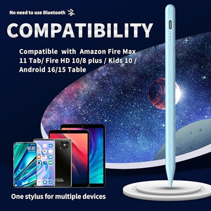 Stylus Pen Android for AMZ Tablet HD 10/Max 11 Compatible with Samsung/Lenovo,Accurate， Push-Button Switch On/Off,Long Battery Life+2Tips(NW Blue) - color: NW Blue