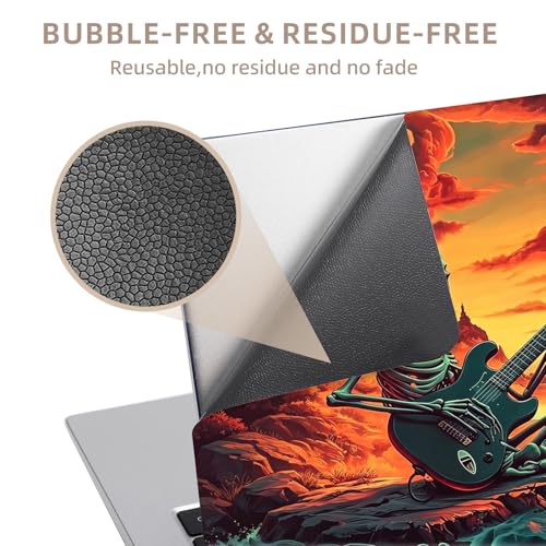 Universal Laptop Skin Sticker for 12/13/14/15.6 Inch Laptops, Reusable Vinyl Laptop Decal Cover, Waterproof Scratch Resistant Notebook Skin with 2 Wrist Pads,Guitar Skull - color: Guitar Skull
