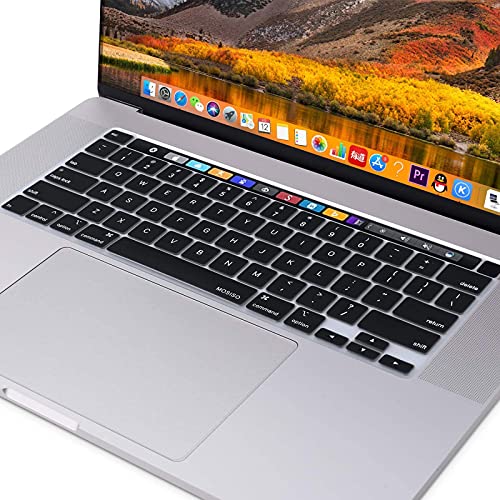 MOSISO Keyboard Cover Compatible with MacBook Pro 13 inch M2 M1 | 2023-2020 A2338 A2289 A2251&Compatible with MacBook Pro 16 2020 2019 A2141 Touch ID, Protective Silicone Skin, Black - color: Black