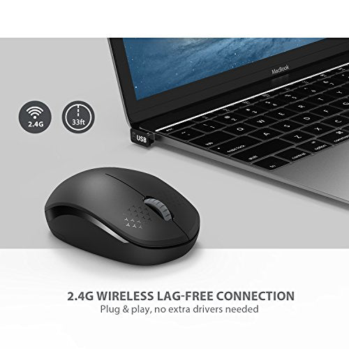 seenda Wireless Mouse for Laptop, 2.4G Noiseless Mouse with USB Receiver - Optical Tracking Portable Computer Mice for Chromebook, PC, Tablet, Windows System, 24 Months Battery Life - Black - color: Black