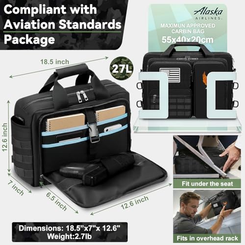 Tactical Laptop Bag for Men, 15.6/18.5 Inch Tactical Messenger Bag, Multipurpose Bag for Travel, Business - size: Medium
