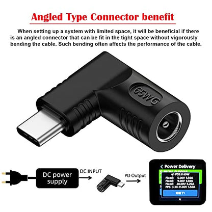 DC Jack 5.5x2.1mm Input to USB-C Type-C Angled 90 Degree Power Plug Charge Adapter for Laptop Phone - style: 5.5x2.1mm
