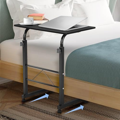Karl home Side Table Mobile Standing Desk, 31.50" L x 18.11" W, Black | Adjustable Height, Portable Laptop Table, TV Tray Computer Workstation, Sofa Bed Table, For Home Office - size: 31.5"