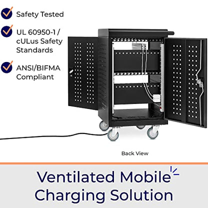 3-Pack | Line Leader 30 Unit Mobile Charging Cart with Locking Cabinets | UL Safety-Certified Charging Station for 30 Tablets, Laptops or Chromebooks | ANSI/BIFMA Standard Laptop Cart & Storage Cart - size: 3 PACK - 30 Tablet/Chromebook