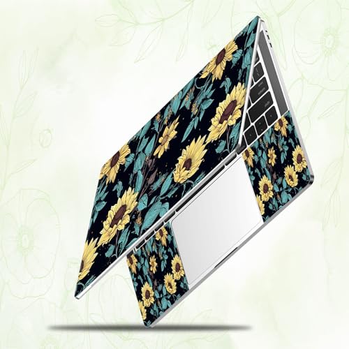 Laptop Skin Sticker Decal, Universal Reusable Vinyl Laptop Cover for 12" 13" 13.3" 14" 15" 15.4" 15.6" Notebook PC, Waterproof Scratch-Resistant with 2 Wrist Pads, Easy to Apply & Remove,Art Flowers - color: Art Flowers