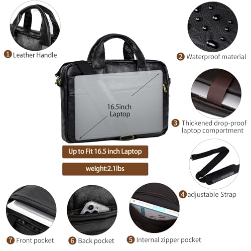 Stuery Faux Leather Messenger Bag for Men 15.6 Inch: Laptop Bag Briefcase Computer Handbags Shoulder Crossbody Bag with Padded Laptop Sleeve for Work College Travel, PU Black - color: Pu Small Black