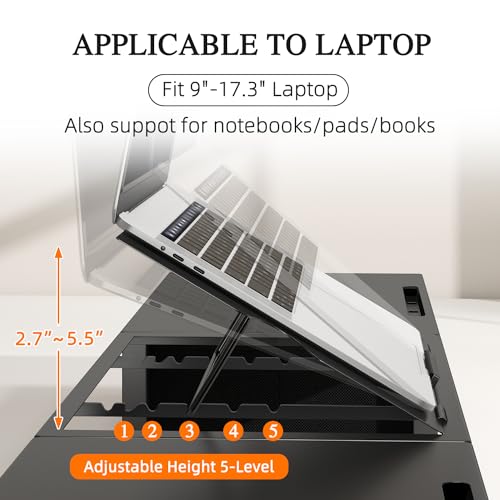 WESTREE Monitor Stand Riser with Adjustable Laptop Stand Riser, Steel Frame Dual Monitor Stand with Two Drawers for 2 Monitors, Desktop Oraganizer Stand for Computer,Laptop,Screen