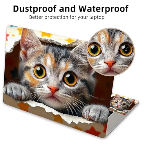 Aesthetic Laptop Skin Cover,12-15.6 Inch Universal Vinyl Sticker Decal,Waterproof Scratch-Resistant Notebook Wrap,Removable Residue-Free Protector,Cute Kitten Stars - color: Cute Kitten Stars