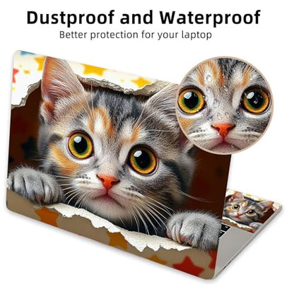 Aesthetic Laptop Skin Cover,12-15.6 Inch Universal Vinyl Sticker Decal,Waterproof Scratch-Resistant Notebook Wrap,Removable Residue-Free Protector,Cute Kitten Stars - color: Cute Kitten Stars