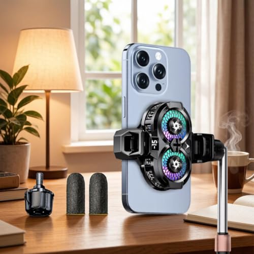 Phone Cooler Cellphone - Double Semiconductor Clip with Digital Display | Phone Cooling for Mobile Game Live Streaming Home Tablet Laptops