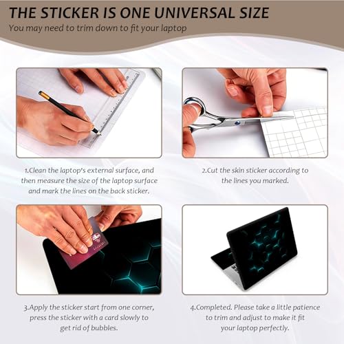 Laptop Skin 12.1-15.6 inch Removable Universal Reusable Laptop Sticker Decal,Waterproof No Residue Vinyl Cover,Scratch-Resistant Cuttable Full Wrap Sticker for Notebook, Blue Neon Hexagon - color: Blue Neon Hexagon