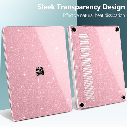 Shiny Crystal Clear Case for Microsoft Surface Laptop 13-Inch Copilot+ PC 2025 2026 for Business – Sparkling Protective Shell, Slim Lightweight Design with Scratch Protection, Pink - color: Pink