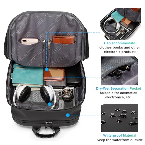 BANGE Smart Business Laptop Backpack Waterproof can fit 15.6-17.3 Inch Laptop with 3.0 USB charging port for men and women - color: Grey