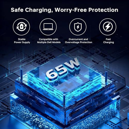 QFA 65W 45W Computer Charger Compatible with HP Laptop Charger Smart Blue Tip Power Adapter