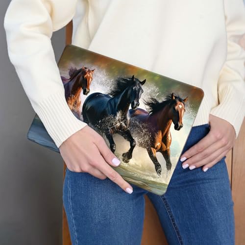 Laptop Skin Sticker 3-Piece Set,Horse Running | Trim-to-fit 3-piece vinyl set with one 15 x 10.6 in lid skin and two palm-rest decals for many 12-15.6 in laptops - color: Horse Running