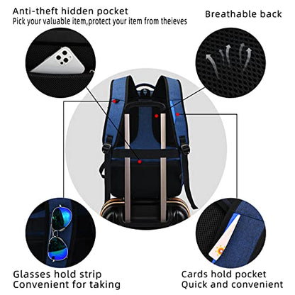 17 Inch Laptop Backpack for Travel Water Resistant College Backpack for Men Women Laptop Bag with USB Charging Port,Blue - color: Blue