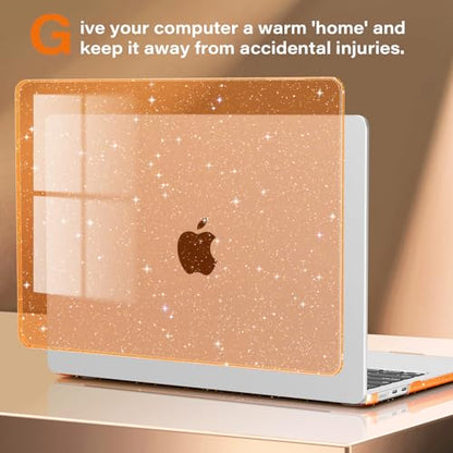 CISSOOK Compatible with MacBook Air 13.6 inch Case 2026 2025 2024 2023 2022 | A3449 A3240 A3113 A2681, 5in1 Set Hard Shell Case Keyboard Cover for MacBook Air 13 inch M2 M3 M4 M5, Glitter Orange - color: Air13.6inch-Glitter Orange