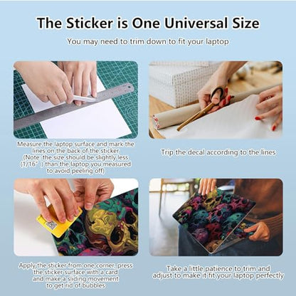 Universal Laptop Skin Sticker with 2 Wrist Pad Skins, Waterproof Scratch Resistant Vinyl Laptop Cover Decal, Cut to Fit for 11–15.6 Inch MacBook HP Dell Lenovo, Colorful Skulls - color: Colorful Skulls