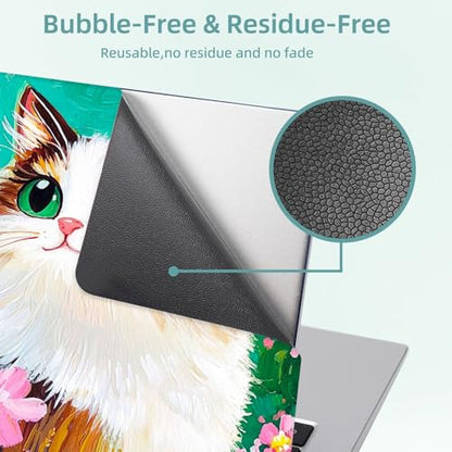 Universal Laptop Skin Decal, 3-Piece Vinyl Protector for 12 13 14 15.6" Notebook, Waterproof Anti-Scratch, Easy Trim & Bubble-Free Finish, Cat with Green Eyes - color: Cat with Green Eyes