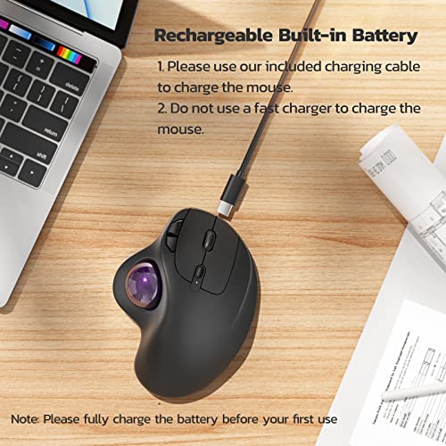 Nulea M501 Wireless Trackball Mouse, Rechargeable Ergonomic, Easy Thumb Control, Precise & Smooth Tracking, 3 Device Connection (Bluetooth or USB Receiver), Compatible for PC, Laptop, Mac, Windows. - color: C-Purple