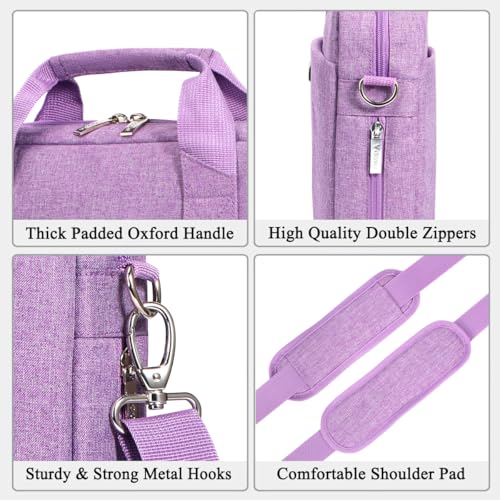 Voova 15.6-15 Inch Laptop Bag, Computer Bag, MacBook Bag, Lavender | Expandable splash-proof laptop messenger bag with removable strap; fits notebooks, MacBook, HP, Dell, Lenovo and Asus - color: Lavender, size: 14-15.6 Inch