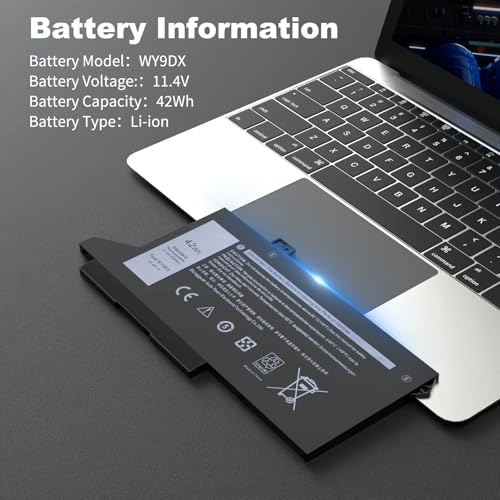 42Wh WY9DX Laptop Battery Compatible with Dell Latitude 14 5420 15 5520 Precision 15 3560 Series RJ40G 0WK3F1 01K2CF 075X16 0M3KCN 005R42 WK3F1 11.4V - size: 8.5 * 3.9 * 0.2 Inch WY9DX