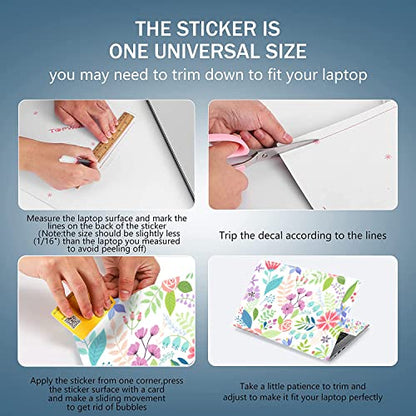 Laptop Skin Sticker Decal 15-15.6 Inches, Universal Reusable Vinyl Sticker for 12.1 13 13.3 14 15.4 Inches Netbook/Notebook PC, Waterproof & Scratch-Resistant (Flowers, Leaves) - color: Flowers, Leaves