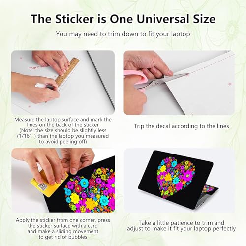 Laptop Skin Sticker Decal, Universal Reusable Vinyl Laptop Cover for 12" 13" 13.3" 14" 15" 15.4" 15.6" Notebook PC, Waterproof Scratch-Resistant with 2 Wrist Pads, Easy to Apply & Remove,Flowers - color: Flowers