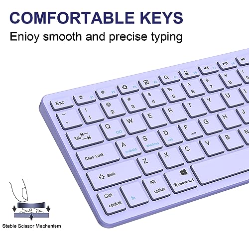 TaIYanG Bluetooth Keyboard for iPad Wireless Keyboard Compatible with iPad A16 11th 10th Generation, 10.2(9th/8th/7th Gen), Air/Pro/Mini and All Bluetooth Devices (Light Purple) - color: Light Purple