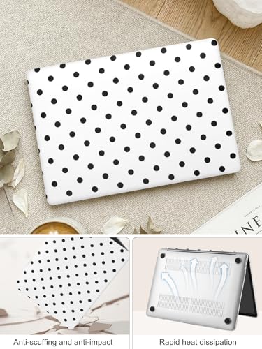 Voidborne Compatible with MacBook Pro 13 inch Case 2026-2016 A2338 M1 A2251 A2289 A2159 A1989 A1708 A1706,Matte Leather Hard Shell Protective Case for Pro13 inch + Keyboard Cover,Polka Dots,White - color: White02