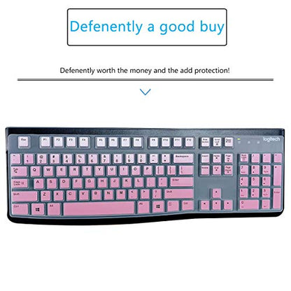 MUBUY Keyboard Cover Skin Protector for Logitech MK120 K120 Wired Keyboard, Protective Skin US Layout - Gradual Pink - color: Gradual Pink