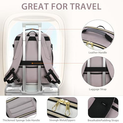 KROSER Laptop Backpack Computer Backpack 17 Inch Men-Beige/Dusty Pink/Grey | 40L Large Laptop Water-Repellent Travel Backpack Casual Daypack for Business/College/Women - color: Beige/Dusty Pink/Grey