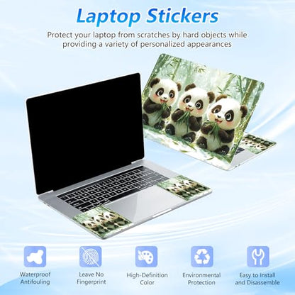 Universal Laptop Skin Sticker Decal with 2 Wrist Pad Skins, Waterproof Scratch Vinyl Cover for 11–15.6 Inch MacBook, HP, Dell, Lenovo, Cutable & Reusable,Cute Baby Panda Trio - color: Cute Baby Panda Trio
