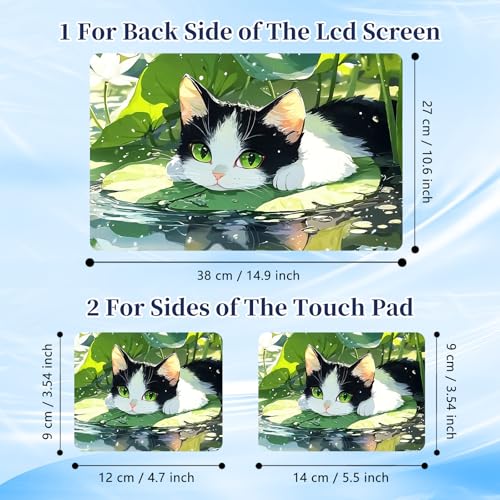 Universal Laptop Protective Skin,Trim-to-Fit Vinyl Sticker for 13–16 Inch Laptop,MacBook,Tablet & Notebook,Scratch-Proof Waterproof Cover,Cat On Lily Pad Pond - color: Cat On Lily Pad Pond
