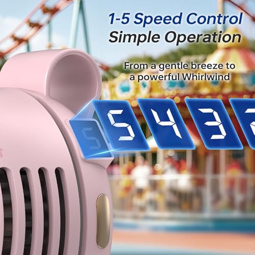 Mini Clip-On Personal Fan, 360° Rotation, LED Speed Display, Quiet Operation, 5 Adjustable Speeds from Gentle Breeze to Strong Airflow, Ultra Light Portable Fan for Stroller Travel Office Gift - color: white