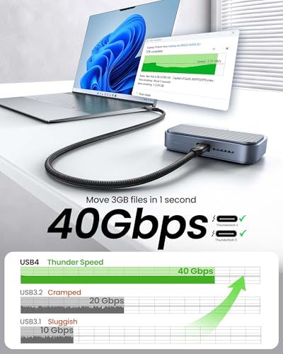 Silkland USB 4 Cable for Thunderbolt 4 Cable 3.3FT, 40Gbps Data Sync, 8K/5K USB C Monitor [USB-IF Certified] Netbraid-48 240W USB C Thunderbolt, Compatible for SSD, MacBook, iPhone 17/16, Docking - size: 3.3FT
