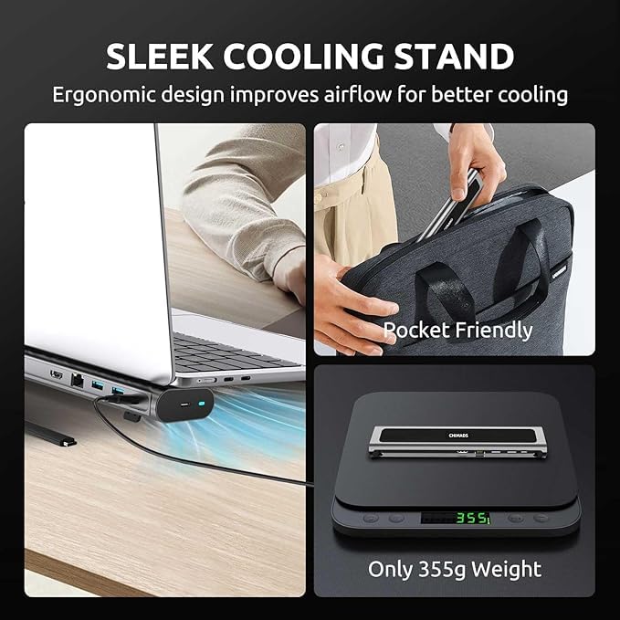 Laptop Docking Station, Portable Universal All-in-one Docking Charging Station with Adjustable Cooling Stand, 100W Powered Supply and USB-C Hub 4K HDMI for Different Devices
