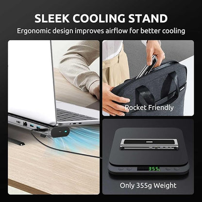 Laptop Docking Station, Portable Universal All-in-one Docking Charging Station with Adjustable Cooling Stand, 100W Powered Supply and USB-C Hub 4K HDMI for Different Devices