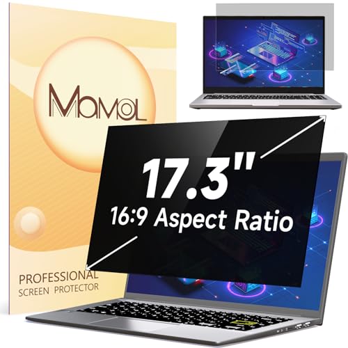 Mamol Laptop Privacy Screen 17.3 Inch, Anti Blue Light Glare Filter, Removable Shield, Anti-Scratch Screen Protector - size: 17.3'' Privacy Screen (16:9)