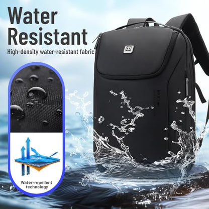 JODEBES 15.6 Inch Business Work Backpack with TSA Lock, Black | Water-resistant Laptop Backpack with USB Charging Port, Travel Carry On Bag for Men Women, Large Opening, Luggage Strap - color: 20193-black