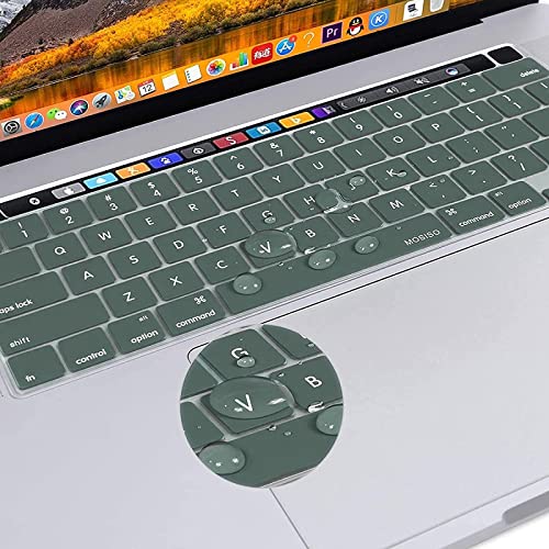 MOSISO Keyboard Cover Compatible with MacBook Pro 13 inch M2 M1 | 2023-2020 A2338 A2289 A2251&Compatible with MacBook Pro 16 2020 2019 A2141 Touch ID, Protective Silicone Skin, Midnight Green - color: Midnight Green